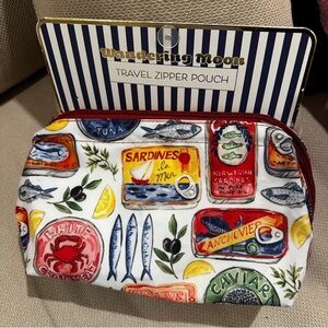 Wandering Moon Travel Zipper Pouch with Colorful Seafood Print